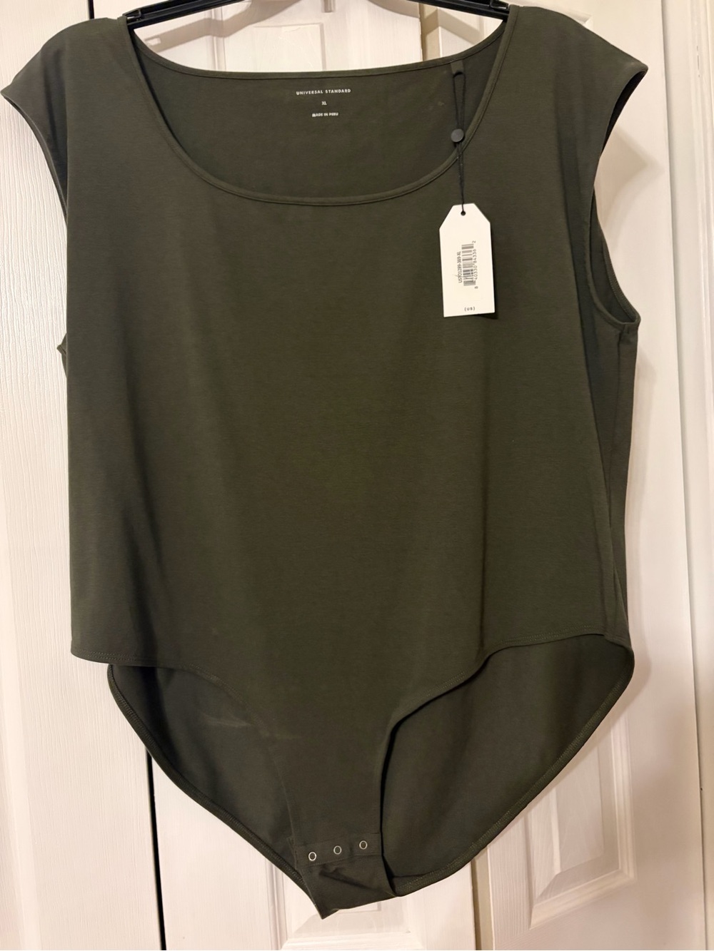 Universal Standard Olive Scoop-Neck Cap Sleeve Bodysuit